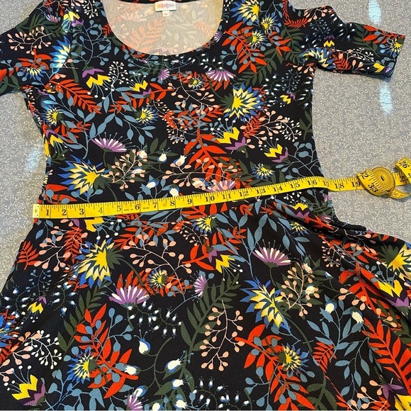 LulaRoe Dress Nicole Dark Floral Multicolor Fit & Flare 3/4 Sleeve Size XL - Picture 11 of 13